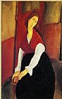 Amedeo Modigliani Jeanne Hebuterne in Red Shawl painting